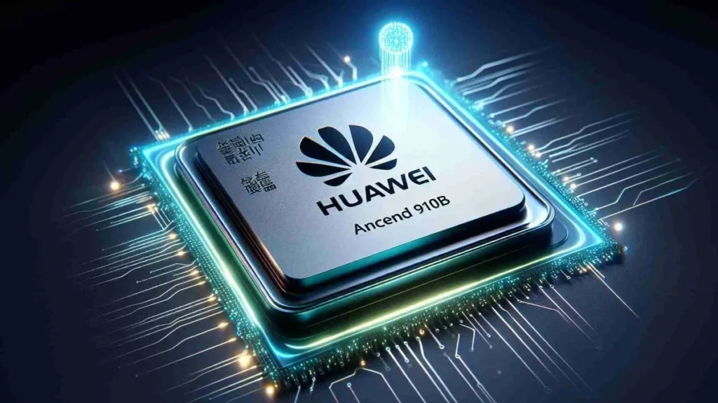 Huawei Ascend 910B AI processor chip designed to rival Nvidia in artificial intelligence hardware.